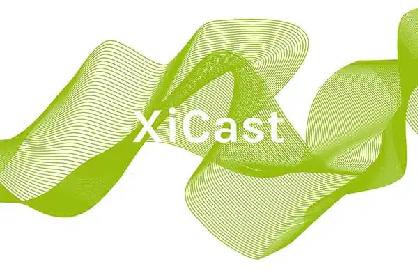 titelbild XiCast mit grünem geometrischem Wellenmuster