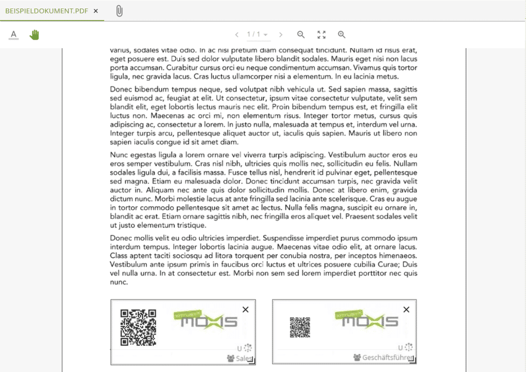 Das Platzhalter-Prinzip zur Visualisierung von Signaturen in MOXIS.